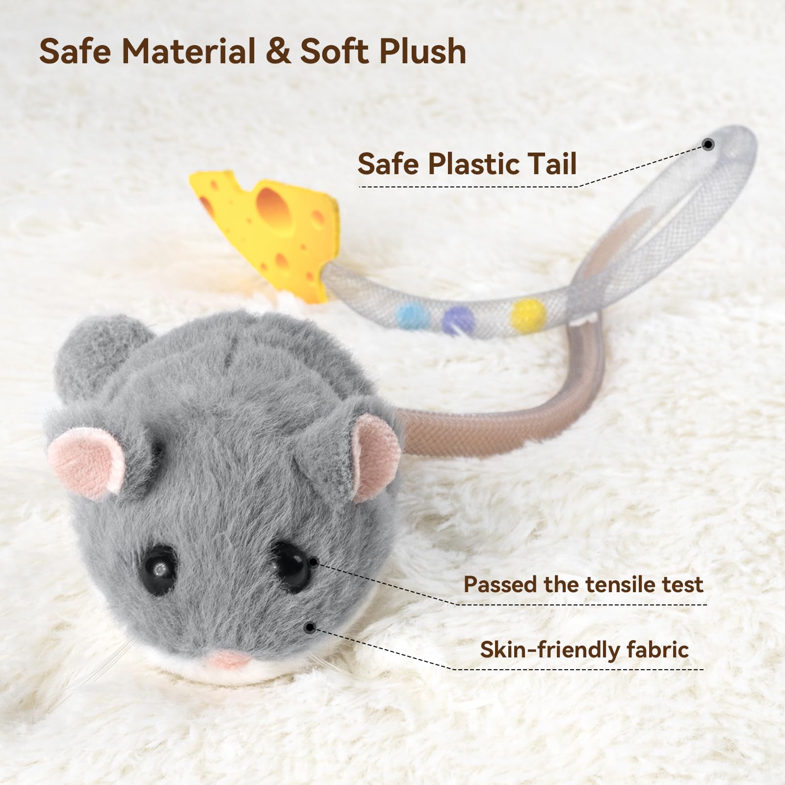 Migipaws MigiMouse motion sensor reactivates automatically for uninterrupted chase-friendly fun.
