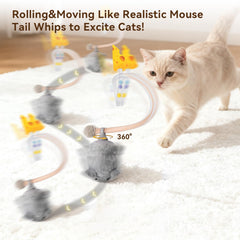 Migipaws MigiMouse plush tail highlights lifelike movement for playful hunting instincts.