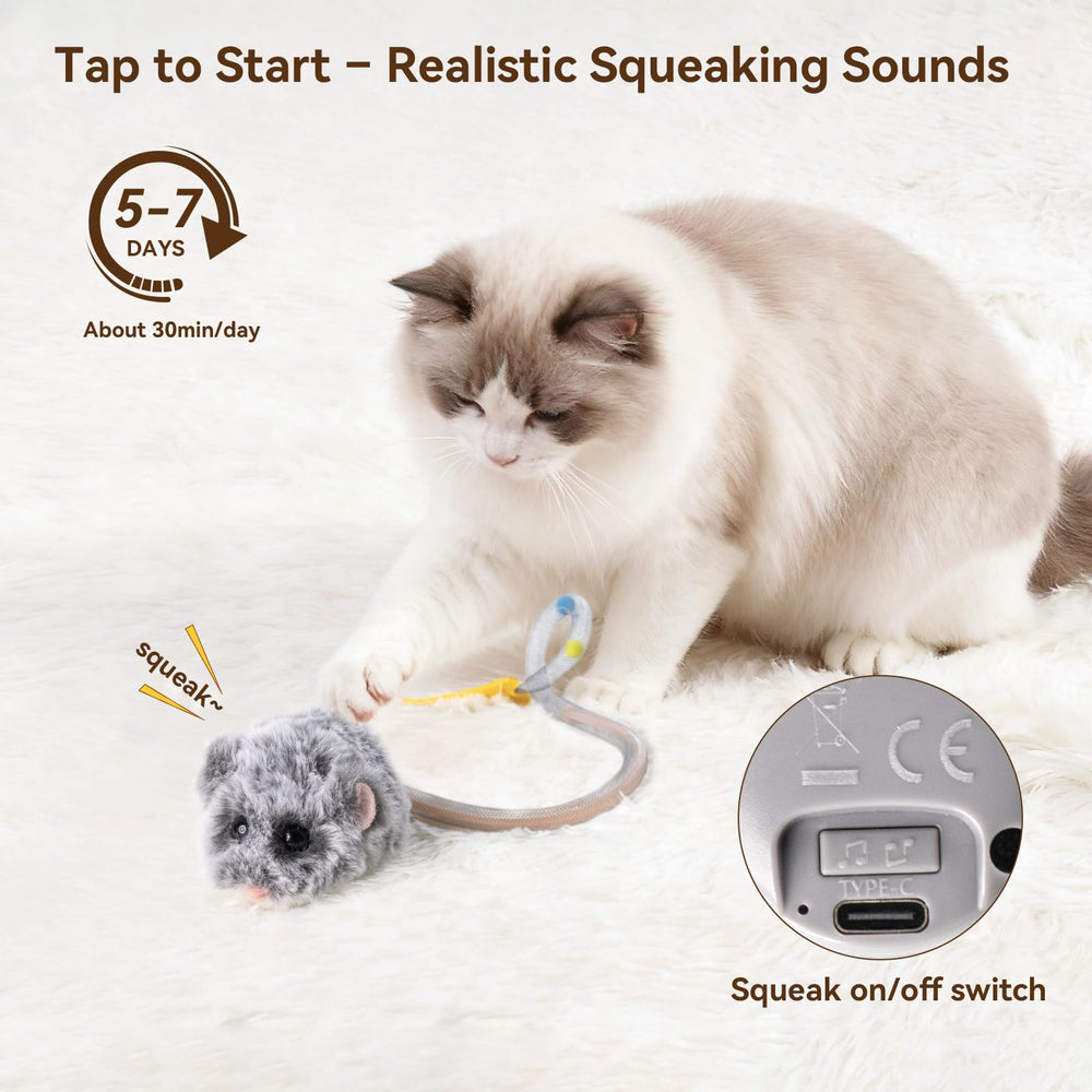 Migipaws MigiMouse realistic squeak illustrating engaging chase cues.