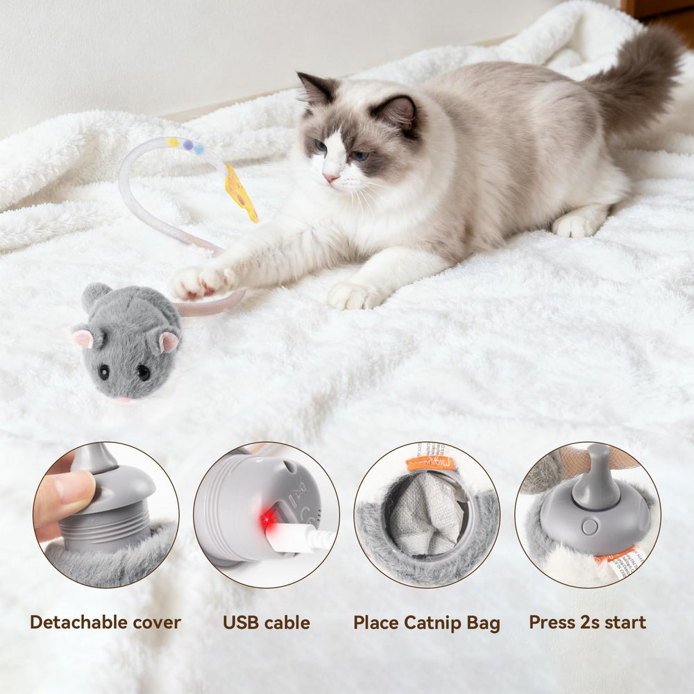 Migipaws MigiMouse realistic squeak adds authentic intrigue to every pounce.