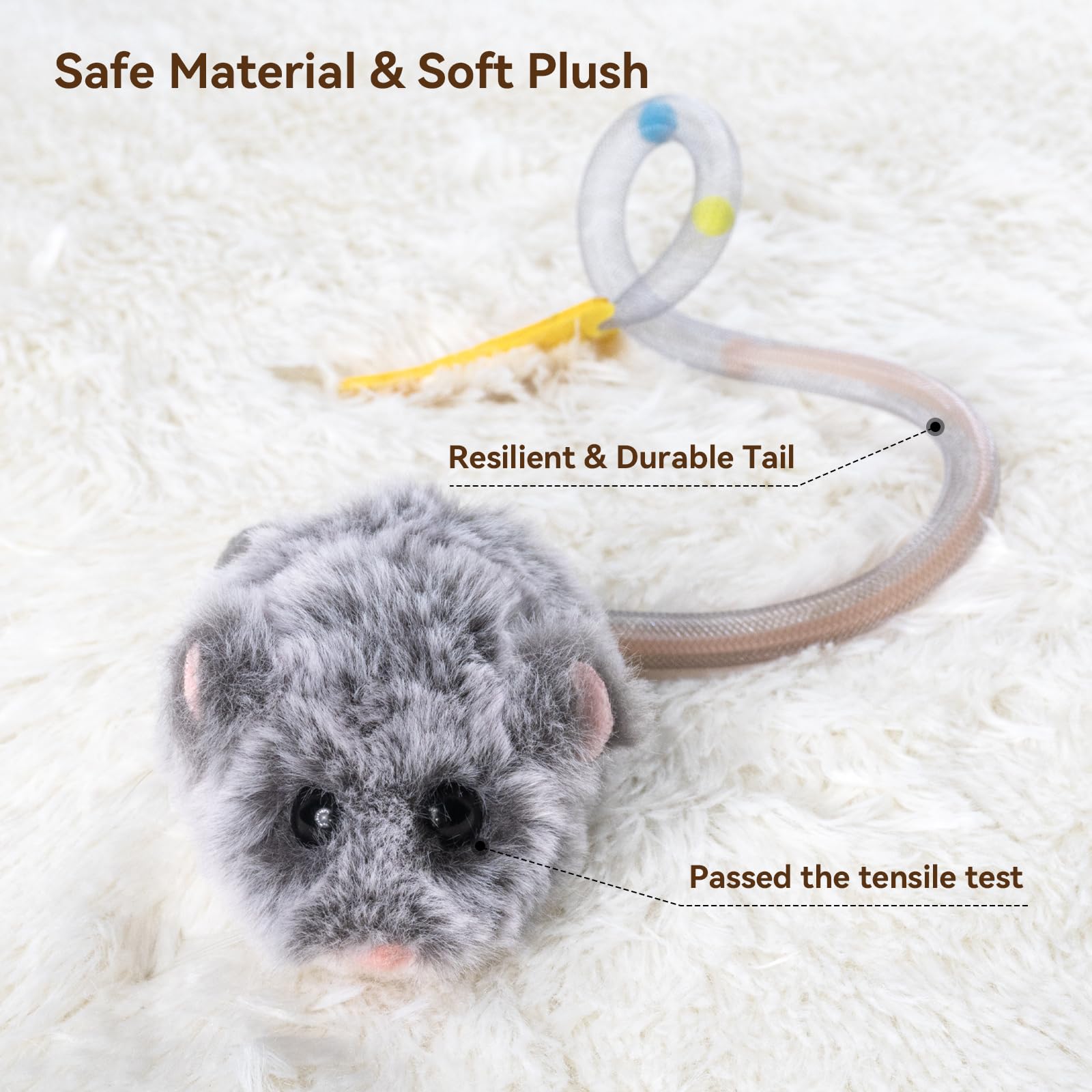 Migipaws MigiMouse rechargeable plush design for extended kitten fun.