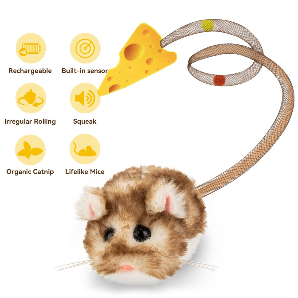 Migipaws MigiMouse rechargeable plush powers long-lasting fun.