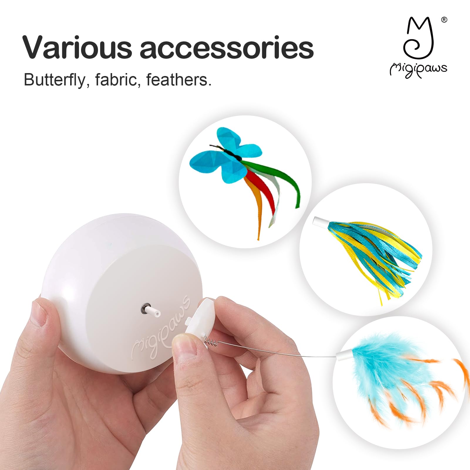 Migipaws motion sensor activates on paw contact for responsive play.