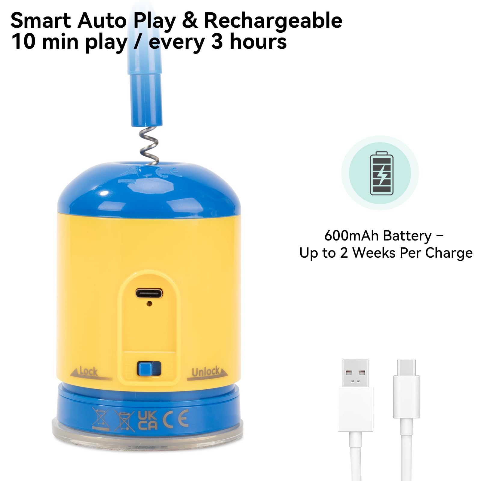 Migipaws rechargeable auto-play timer powers 10-minute sessions every 3 hours
