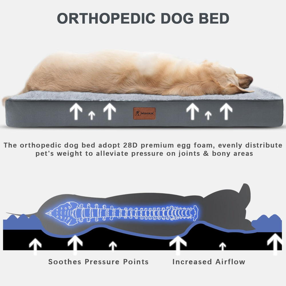 MIHIKK orthopedic foam dog bed provides supportive cushioning for joints.