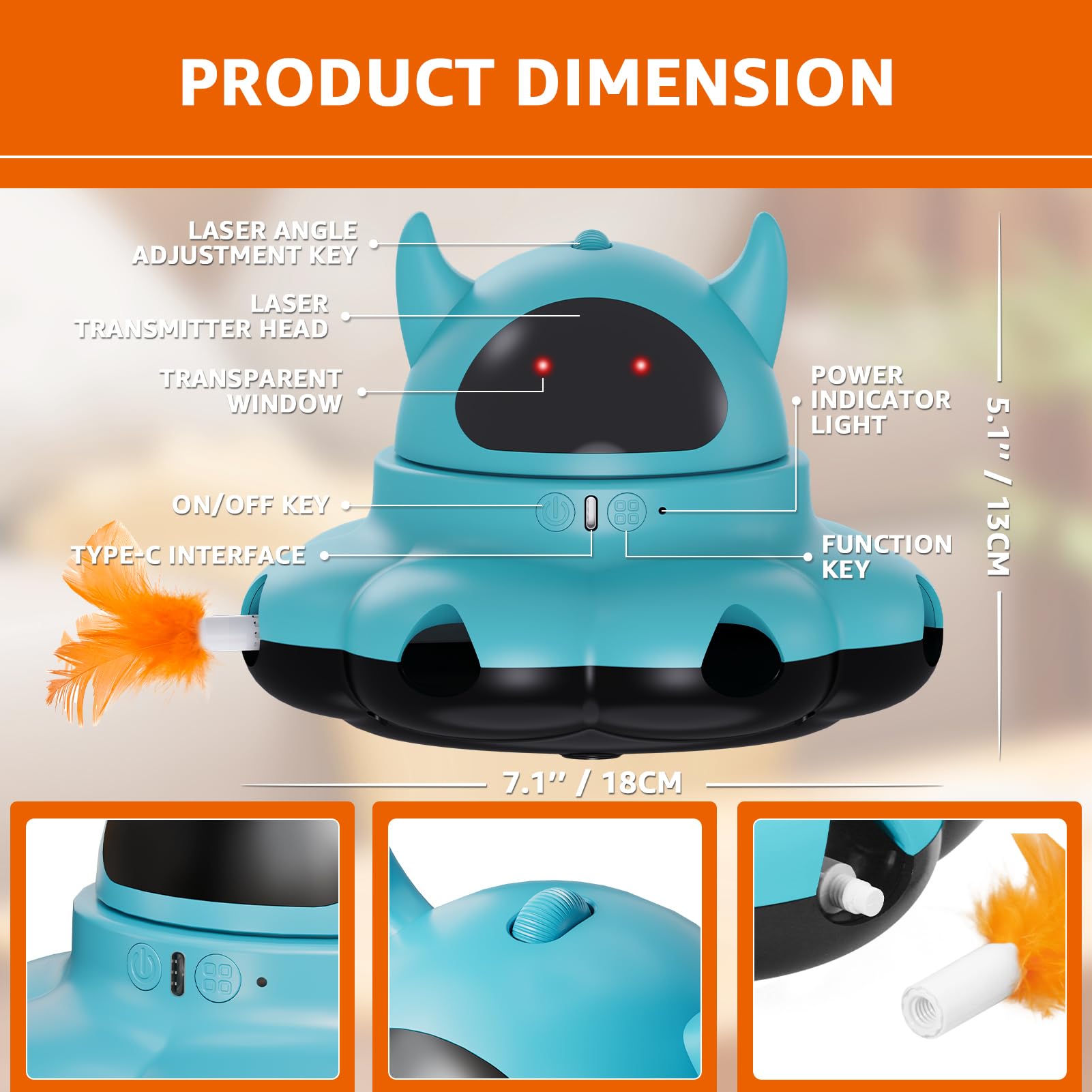 MIKK Cat Laser auto shutoff indicator illustrating safe unattended play