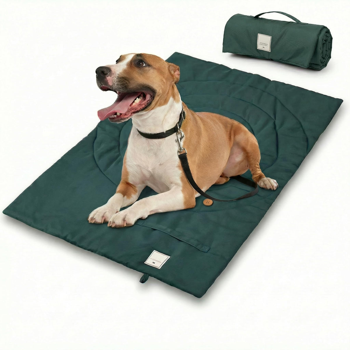 MikooMikoo Travel Dog Bed folded with handle for easy transport.