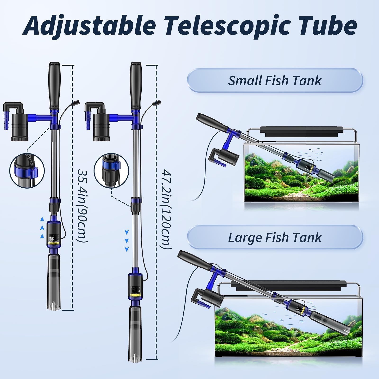 Mildhug siphon cleaning action supports efficient water changes with minimal mess.