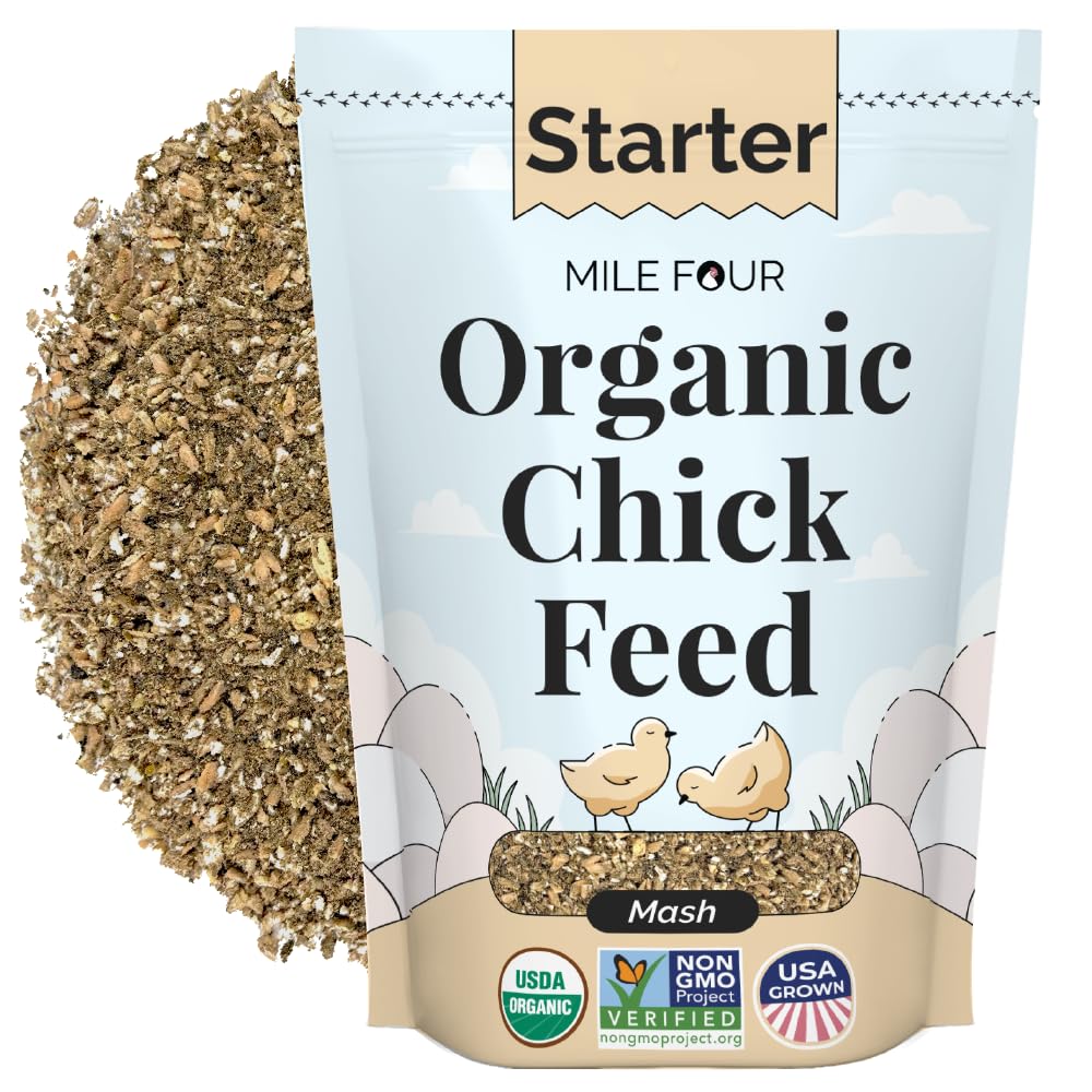 Mile Four Chick Feed Starter Mash bag for quick, healthy chick growth.