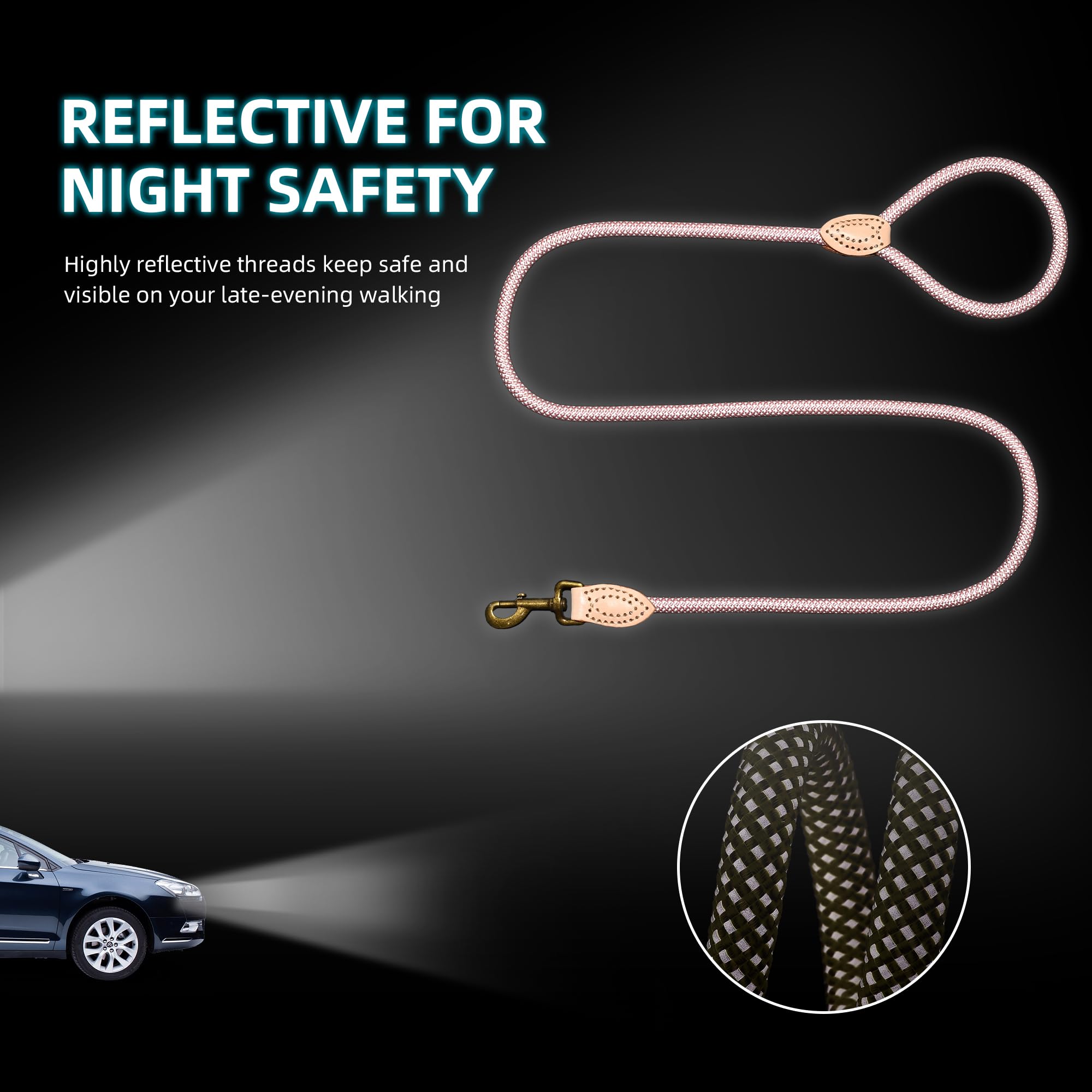 Mile High Life leash with genuine leather tip for premium control.