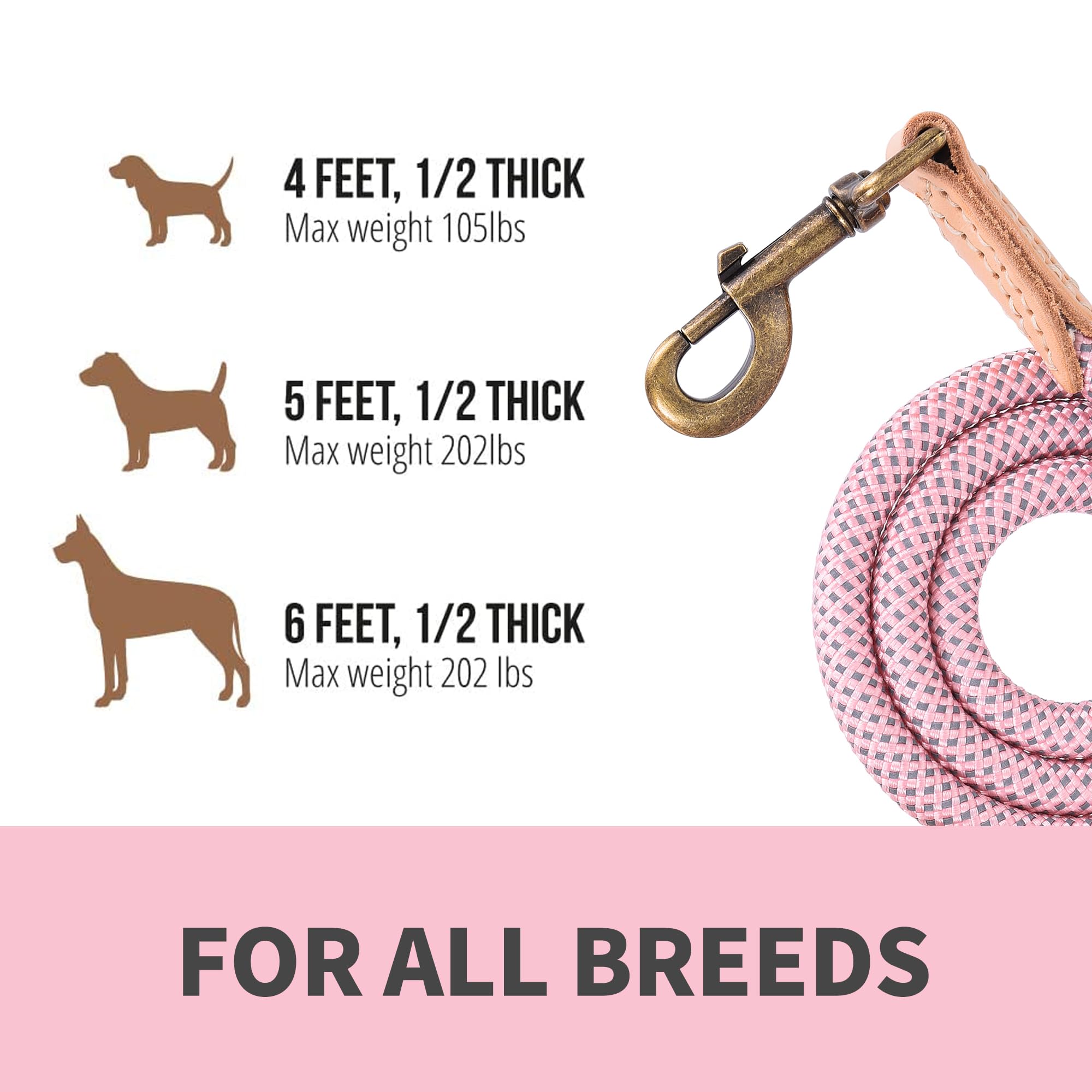 Mile High Life pink leash ideal for medium to large dogs.