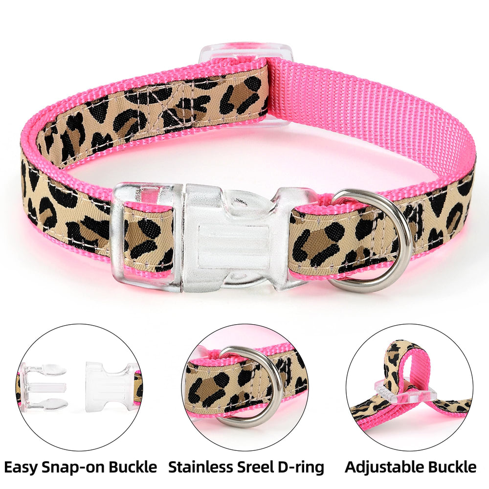 Mile High Life leopard dog collar pink for coordinated style