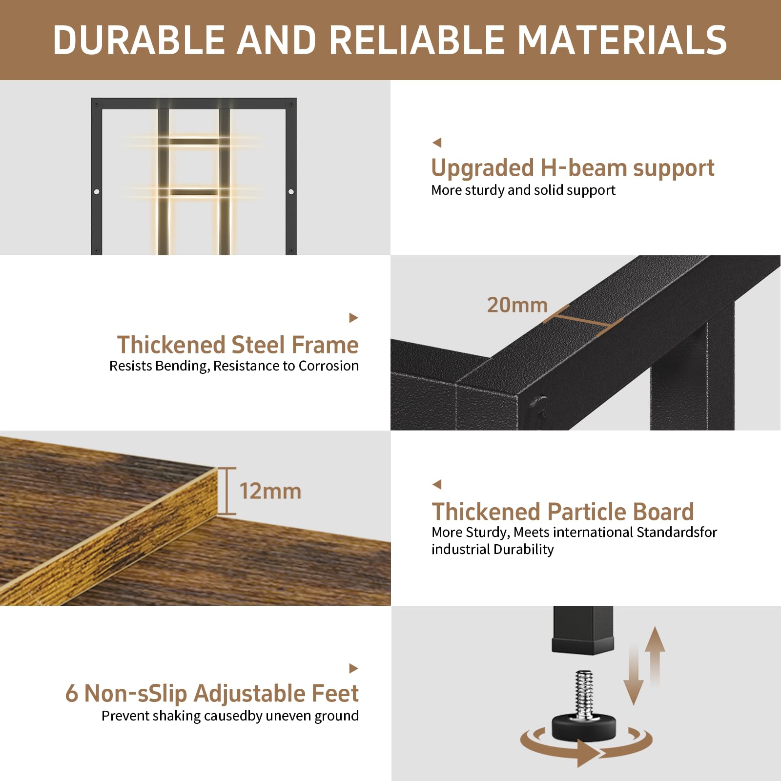 MILEFA reinforced h-beam side supports enhance rigidity and stability.