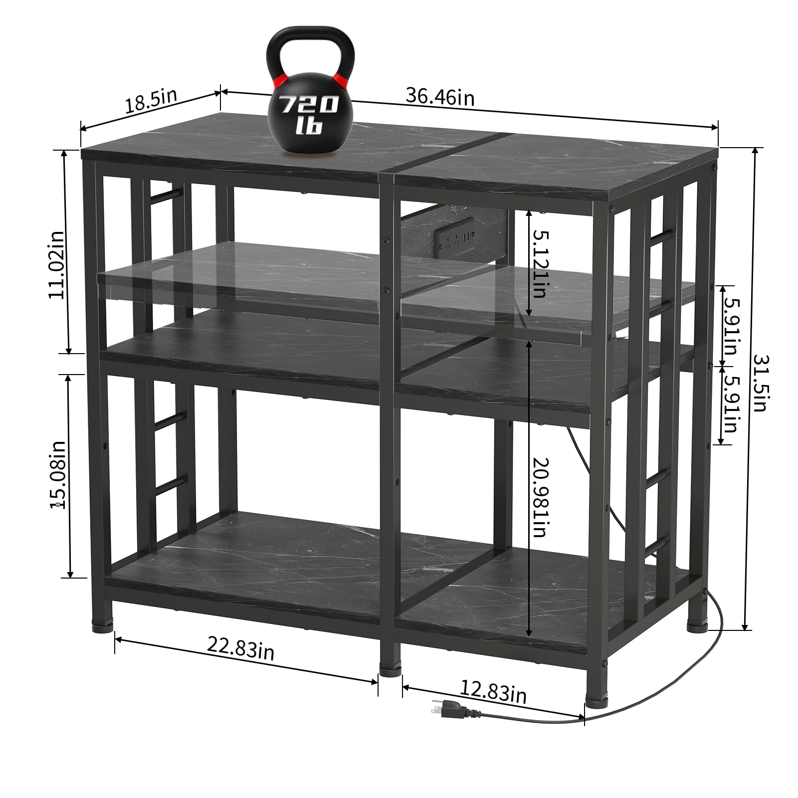 MILEFA reinforced stand middle shelf adjustable for flexible layouts