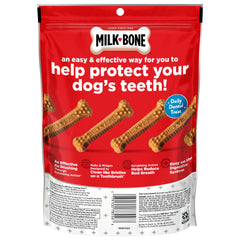 Milk-Bone Brushing Chews fortified with calcium to support bones and teeth.