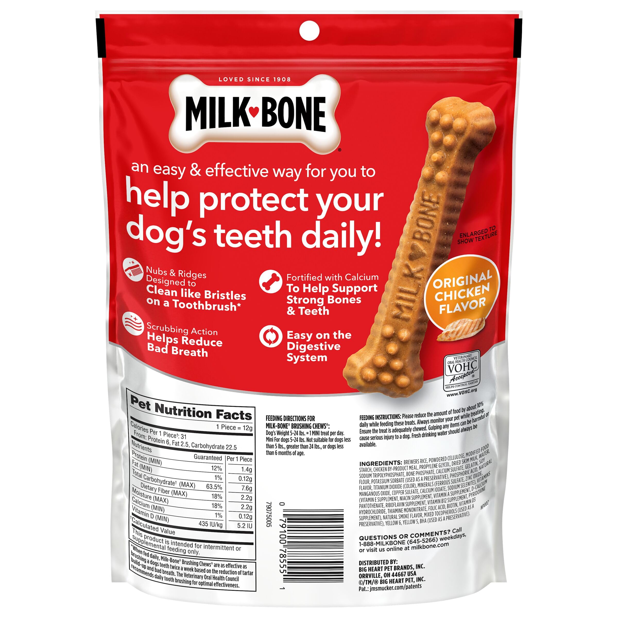 Milk-Bone Brushing Chews mini size for dogs over six months.
