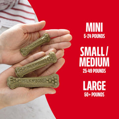 Milk-Bone Brushing Chews packaging highlights five bags for easy stocking.