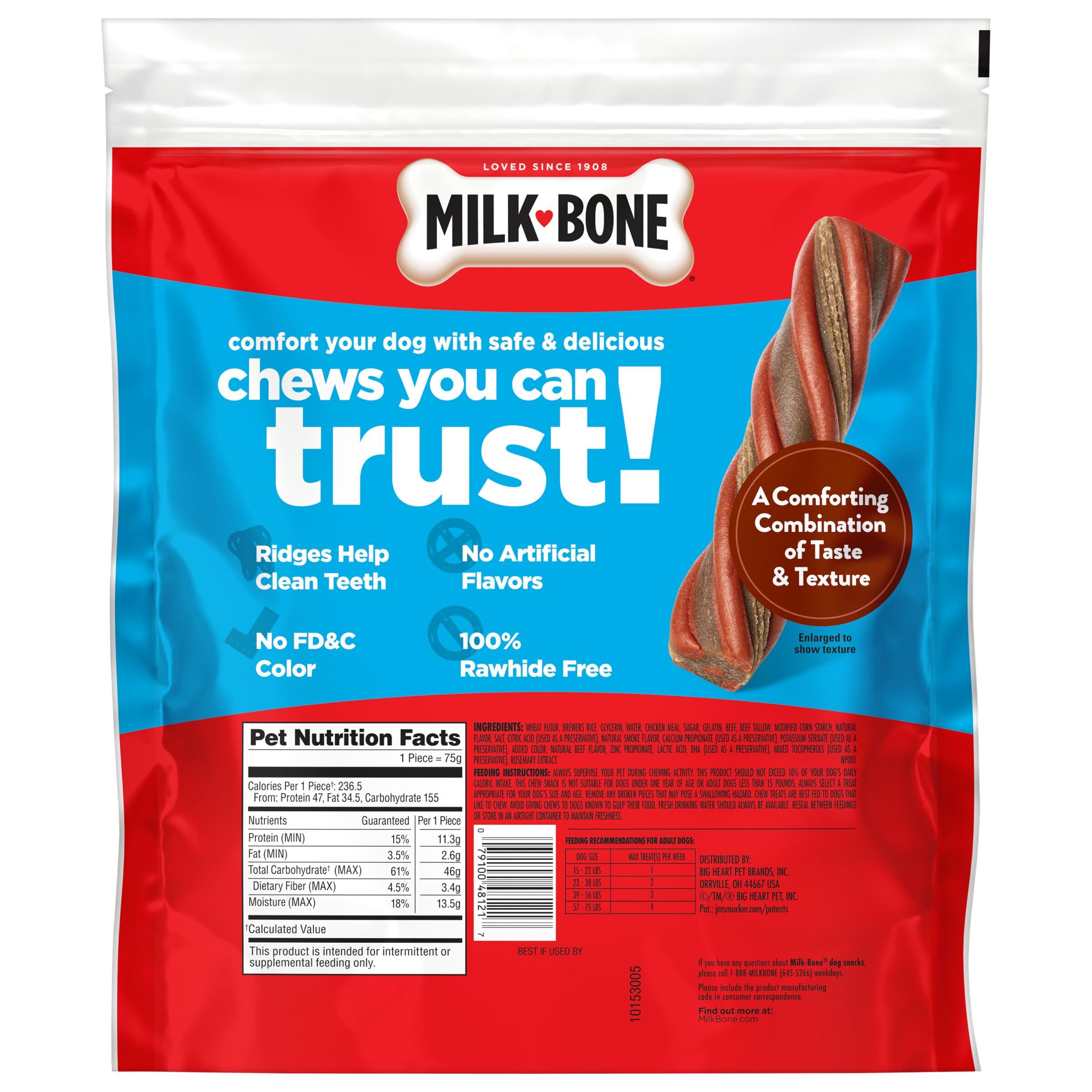 Ridged texture of Milk-Bone Comfort Chews appears gentle on teeth