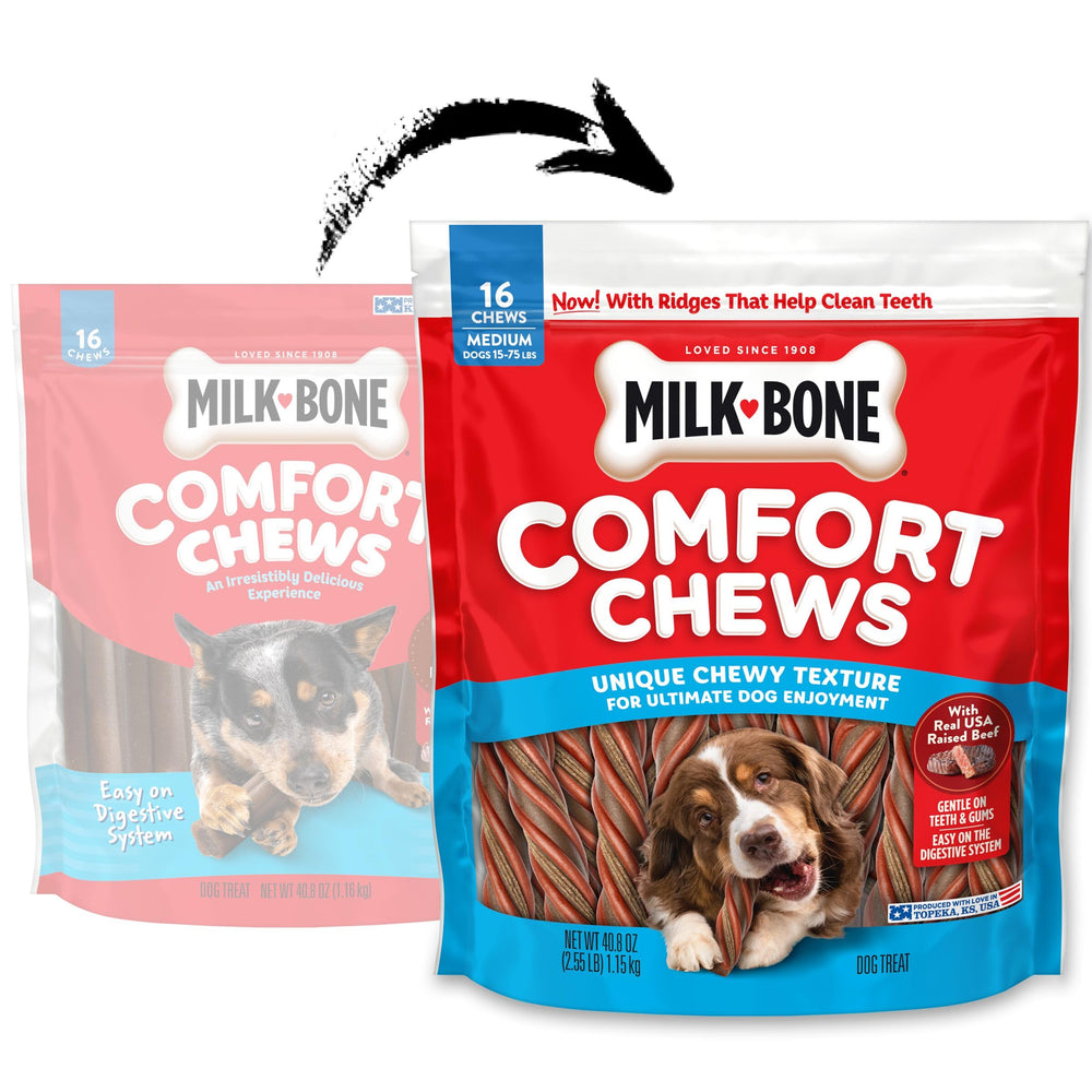 Milk-Bone Comfort Chews ridged pattern close-up during chew