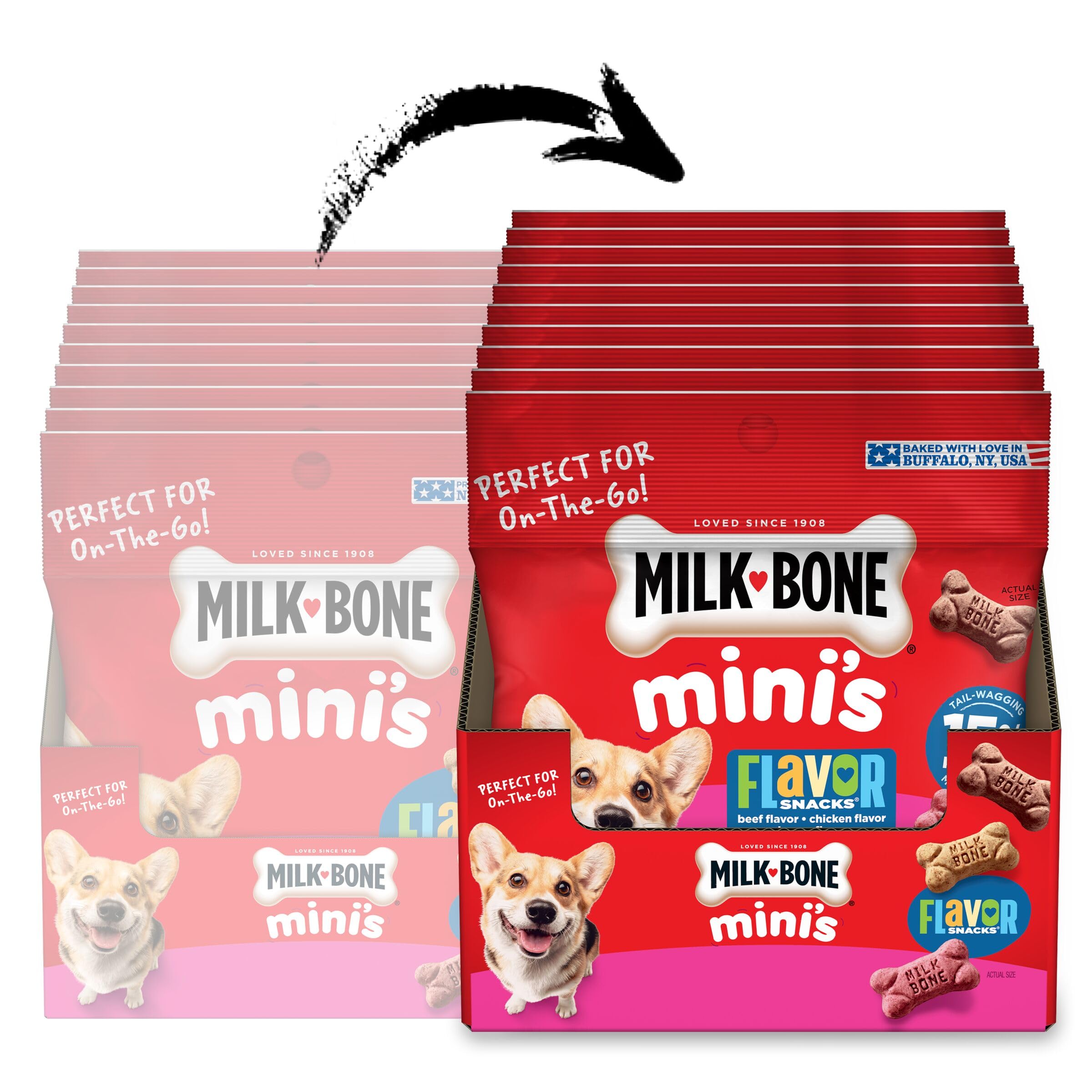 Milk-Bone Flavor Snacks Minis dog enjoying a crunchy training reward.