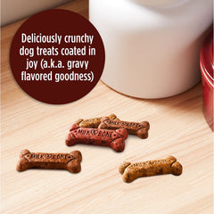 Milk-Bone GravyBones beef flavor biscuits offer savory crunch.