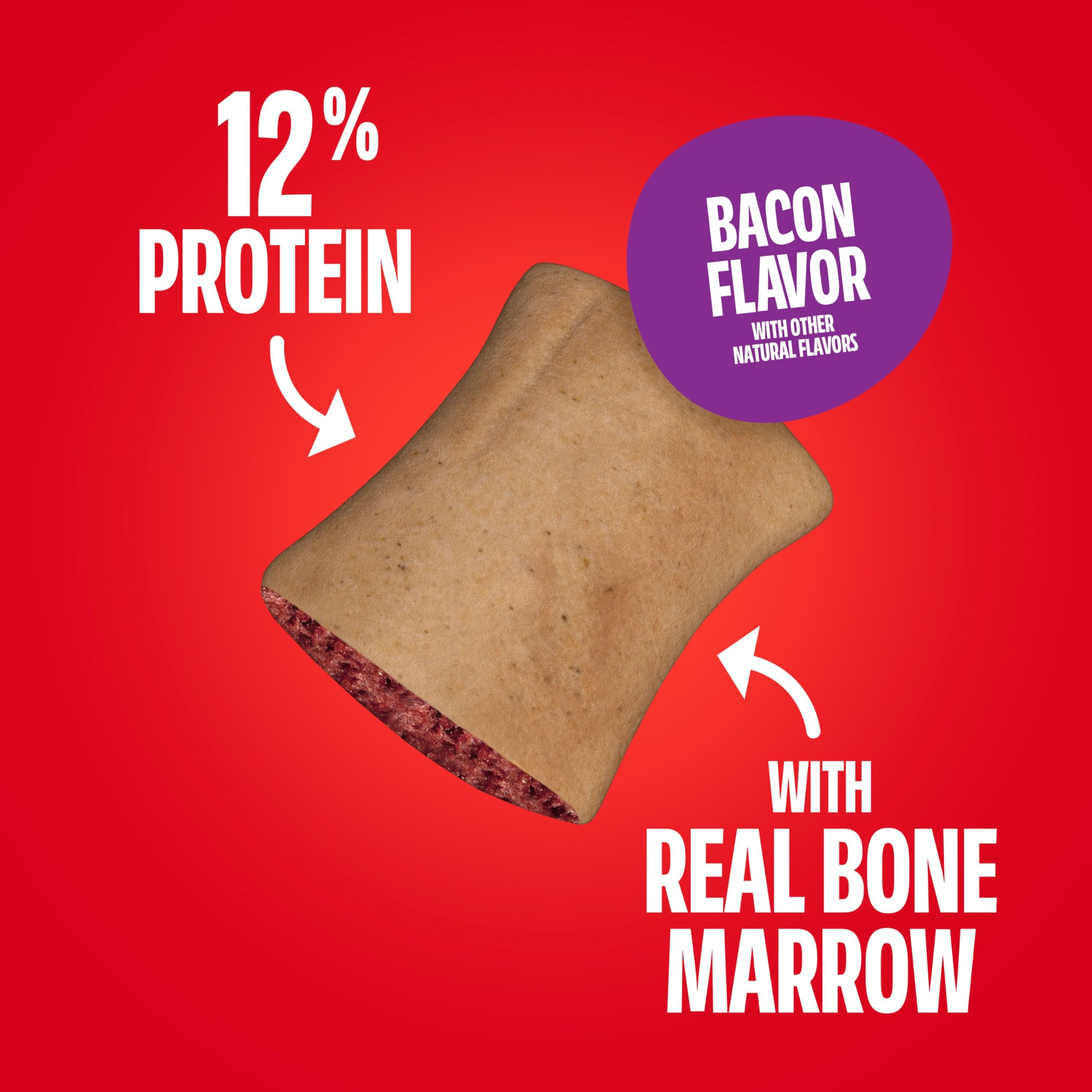 Milk-Bone MaroSnacks crunchy shell around marrow center delivers two-layer texture dogs enjoy
