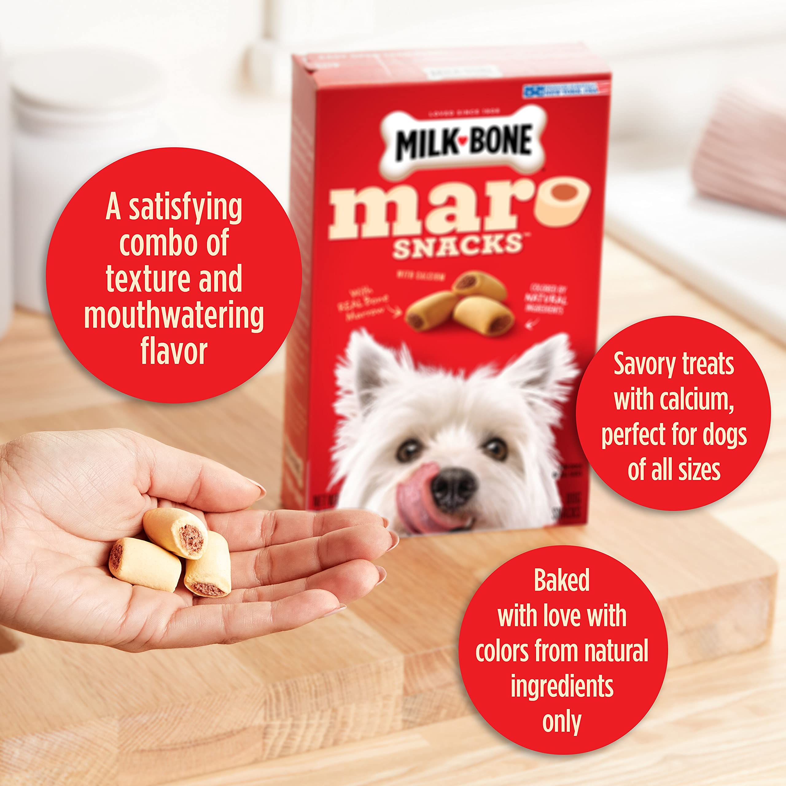 Calcium-rich Milk-Bone MaroSnacks supporting teeth and bones