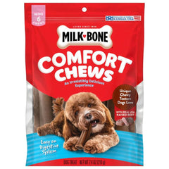 Milk-Bone Mini Comfort Chews with a uniquely chewy texture for dog enjoyment