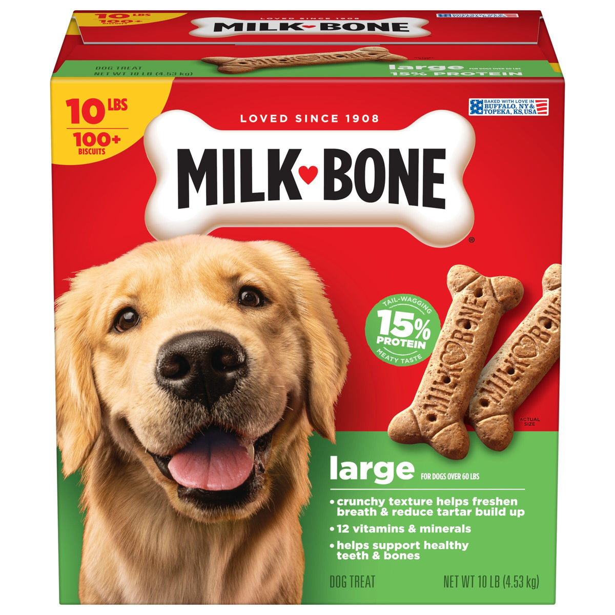 Milk-Bone Original large-dog biscuits in a 10 lb box for daily treats.