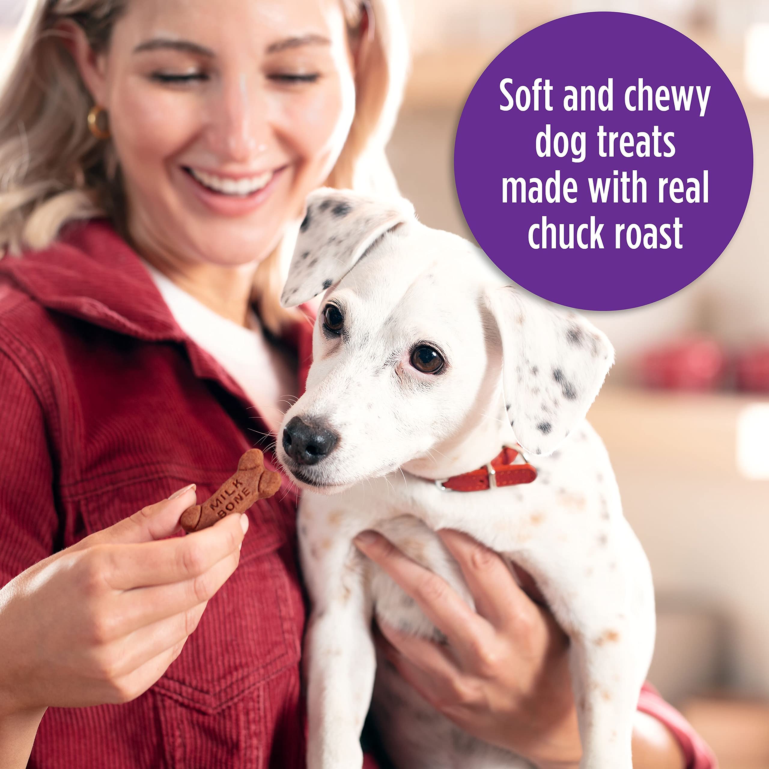 Milk-Bone Soft & Chewy provides 18% protein for daily energy.