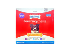 Milk-Bone Brushing Chews twist bone with bristle-like ridges for daily dental cleaning.