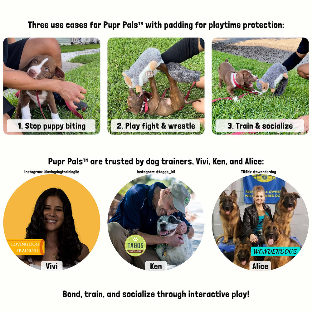 Milunova Pupr Pals squeaker and crinkly tail attract and stimulate playful prey drive