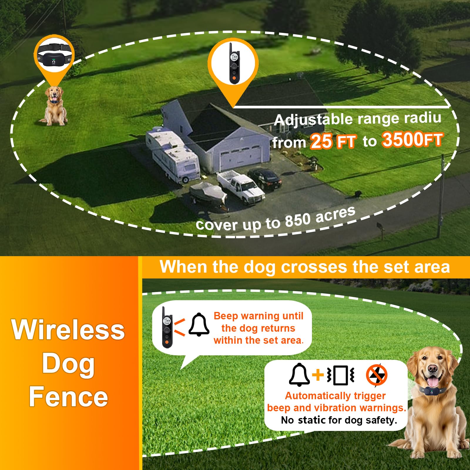 MIMOFPET dog fence remote for multi-mode training and boundary control.