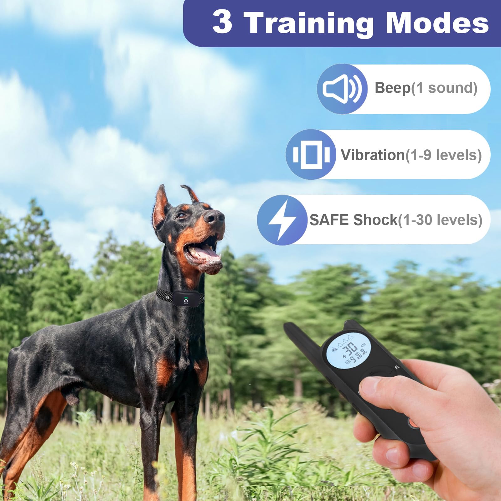 MIMOFPET training collar with three modes for gentle guidance