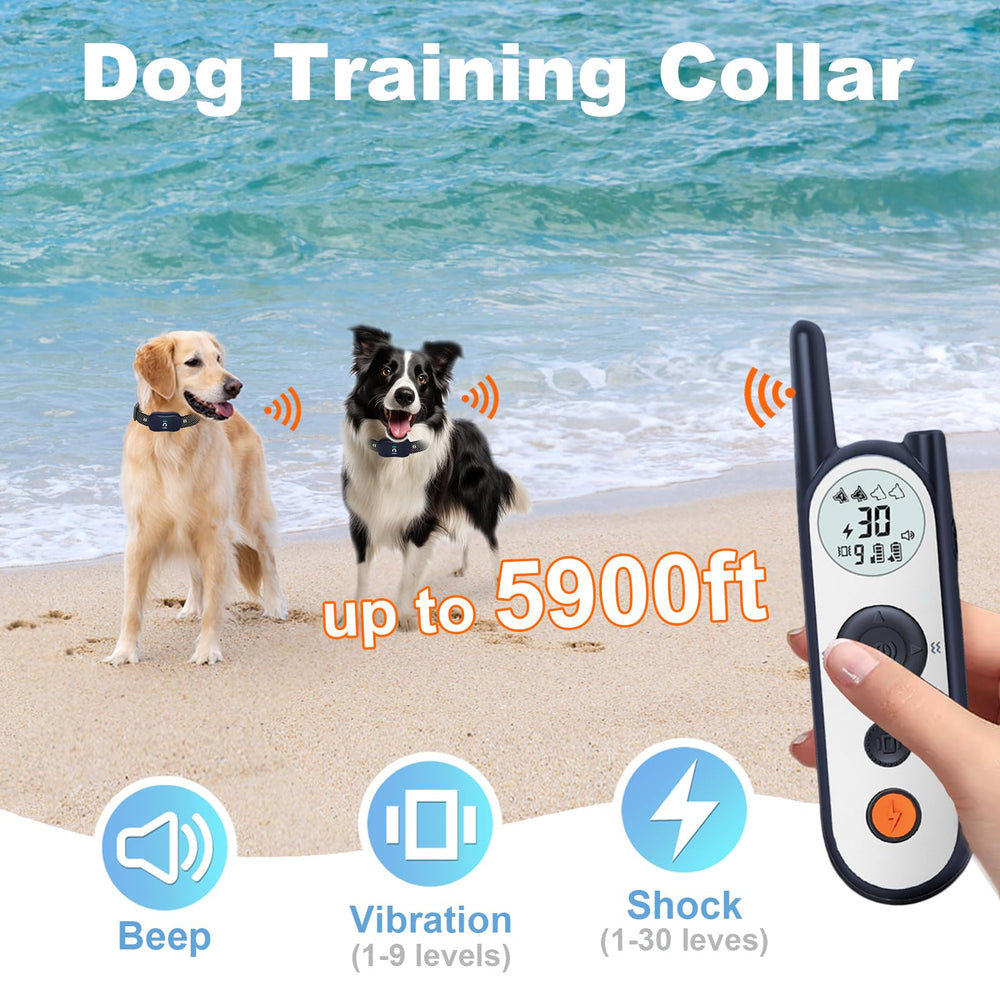 MIMOFPET remote training collar with beep, vibration, and static modes.