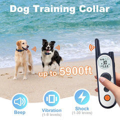 MIMOFPET remote training collar with beep, vibration, and static modes.