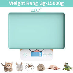 MindPet-Med digital pet scale showing 1g precision for small weight changes.
