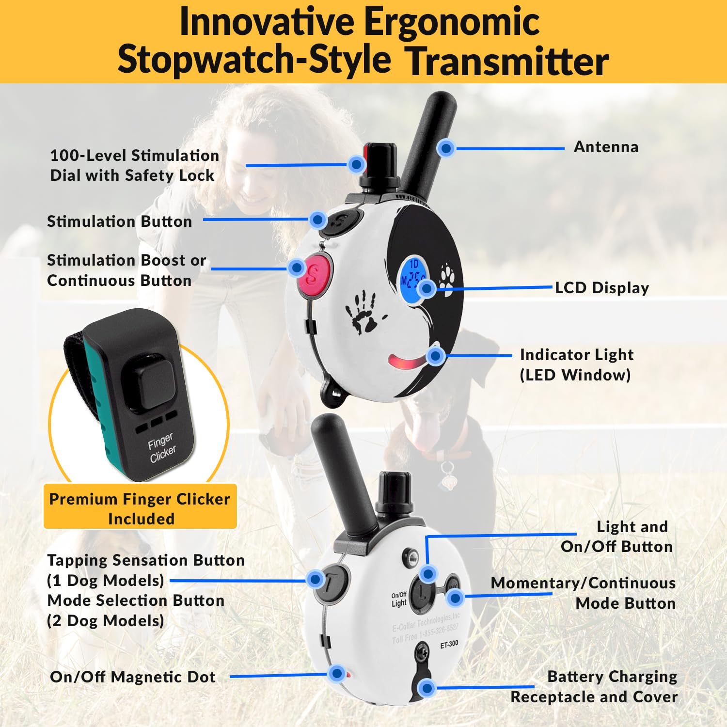 Mini Educator ZEN-300 Biothane collar provides durable, odor-proof wear outdoors.