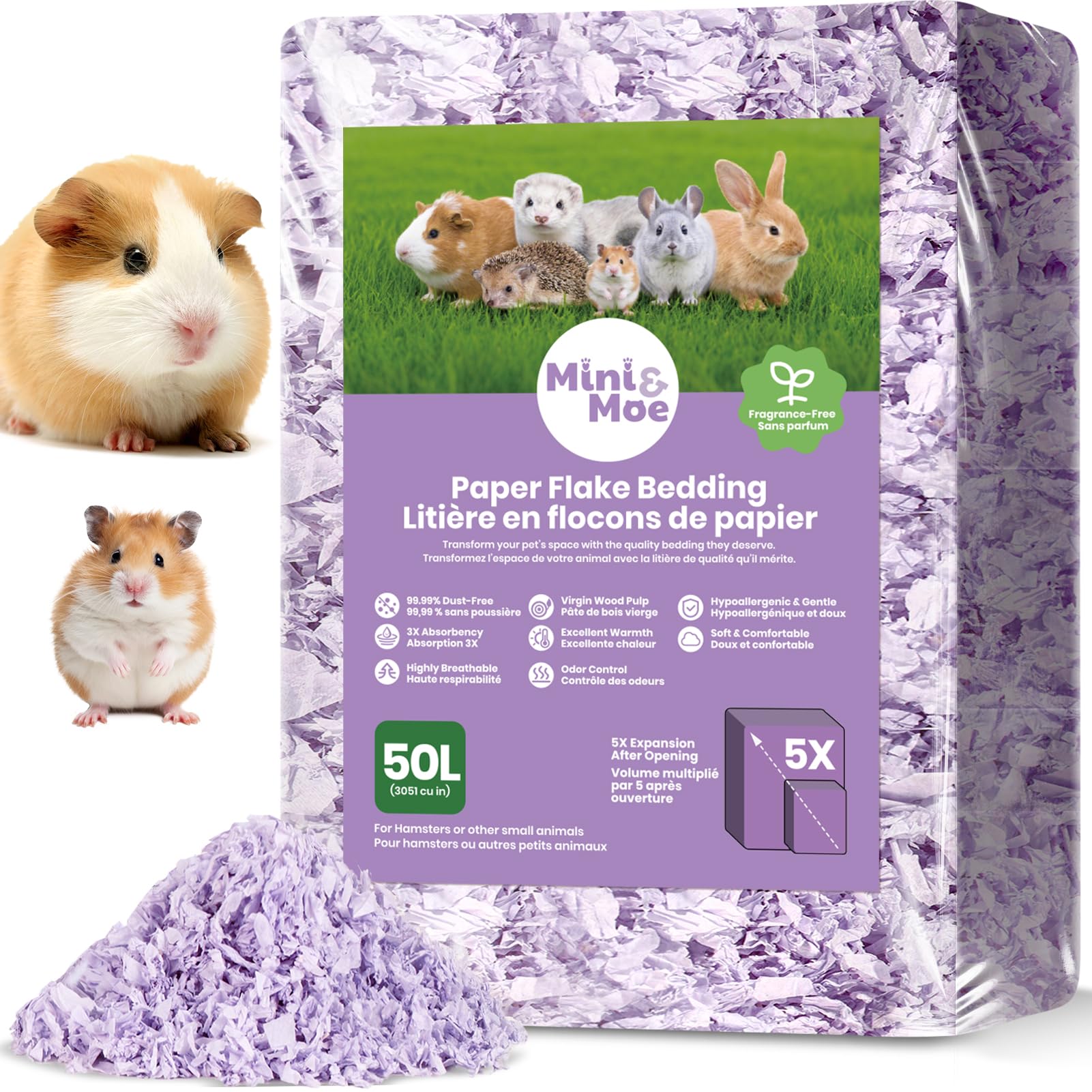 mini&moe dust-free bedding keeps air clean for small pets