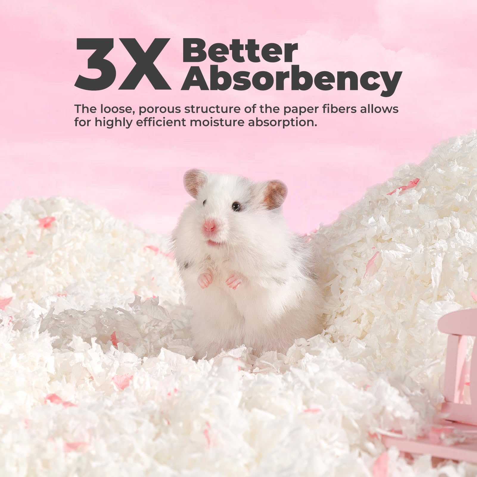 mini&moe fluffy bedding provides strong support for burrowing