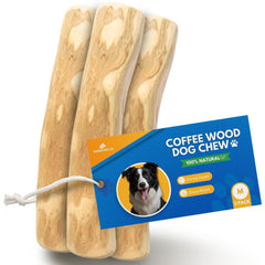 MINOWILD coffee wood chew pack demonstrates natural, safe chewing for dogs, ideal for daily play.