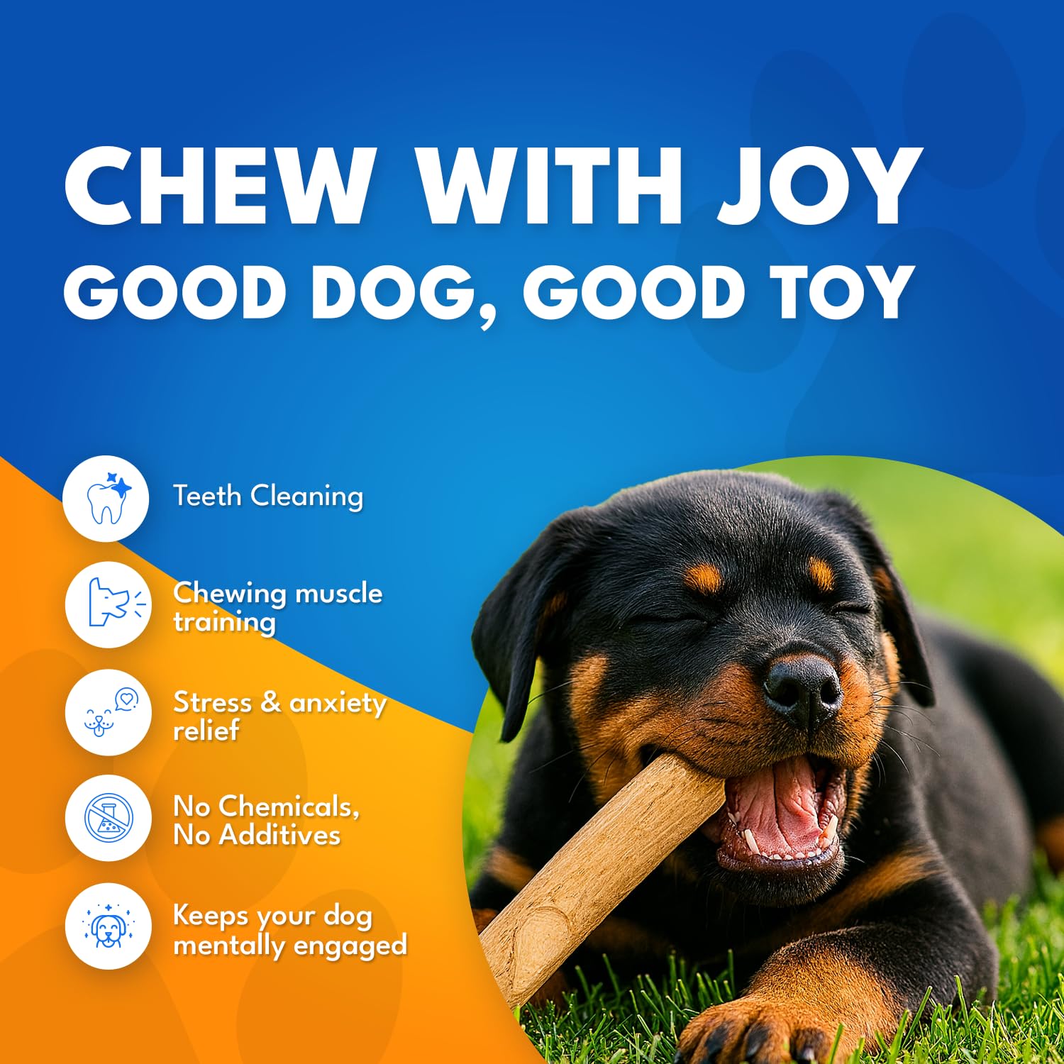 MINOWILD coffee wood dog chew stick, side view, ideal for teething puppies.