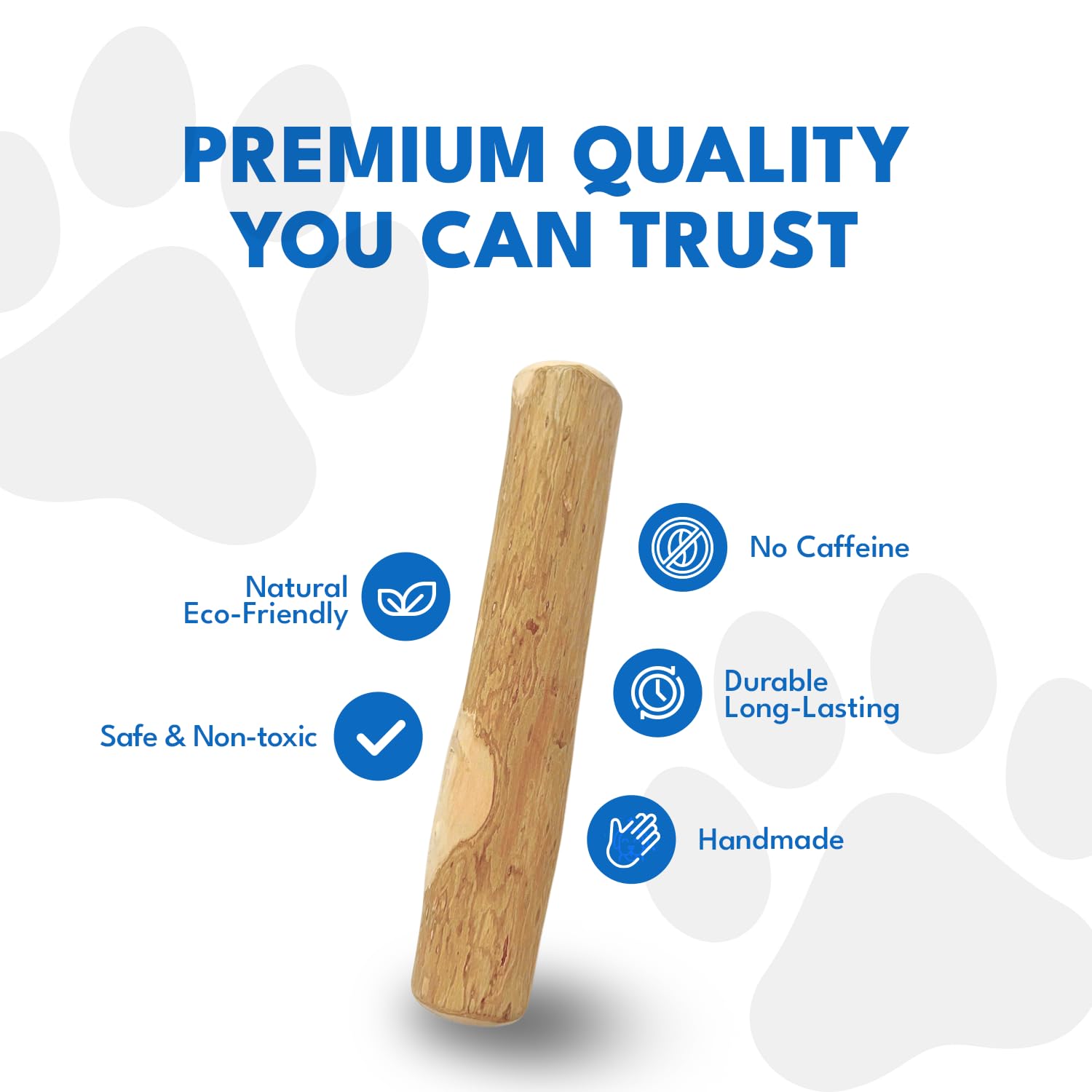 MINOWILD coffee wood chew stick closeup, fibrous texture promotes dental comfort.
