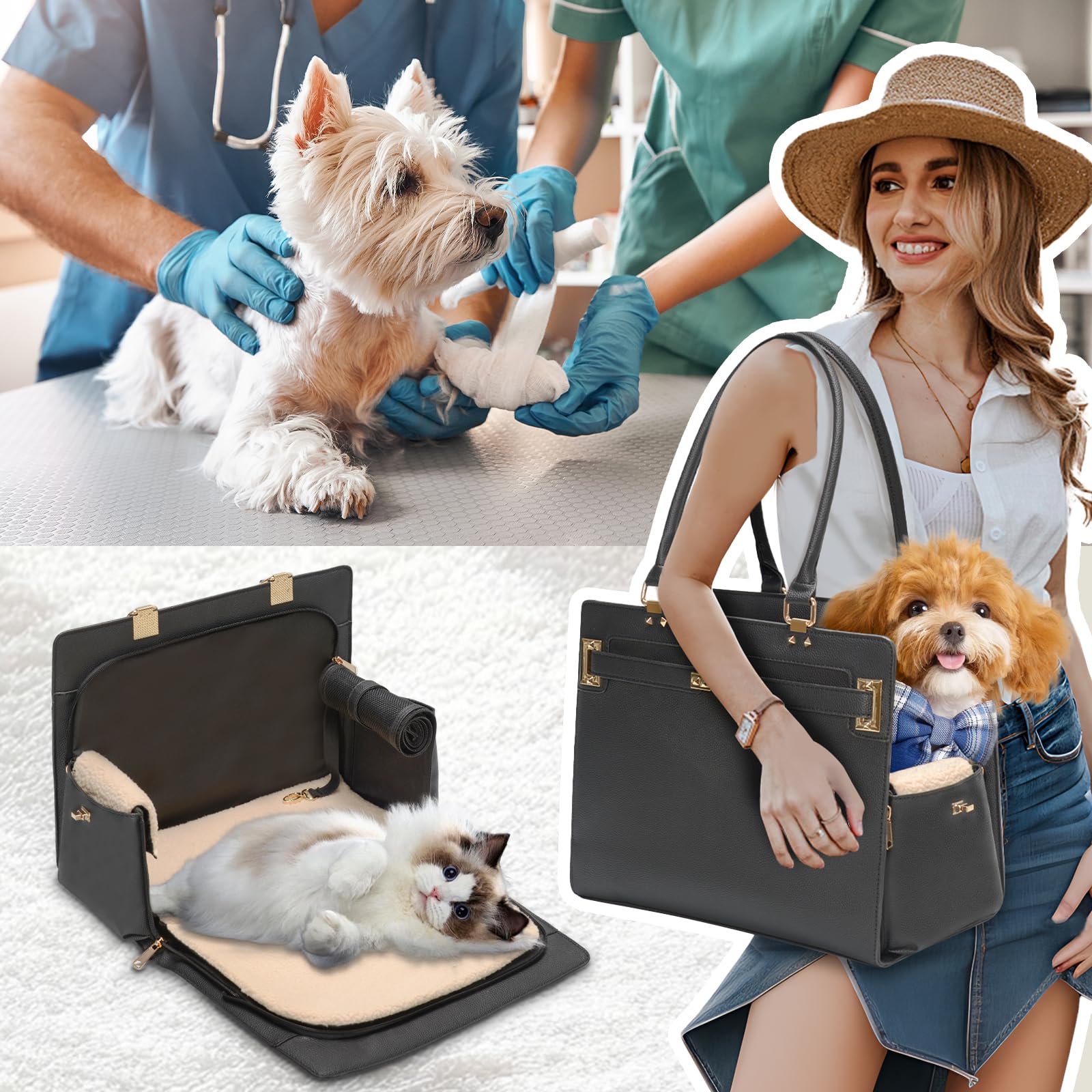 Minsong dimensions 15x7.5x12.2 inches, suits small pets under 10 lbs.