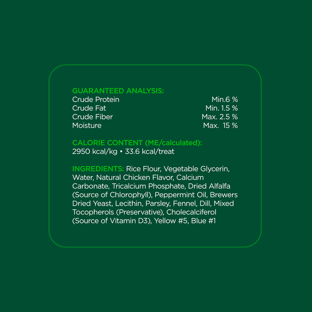 Minties small-dog treats for daily oral care and gum health.