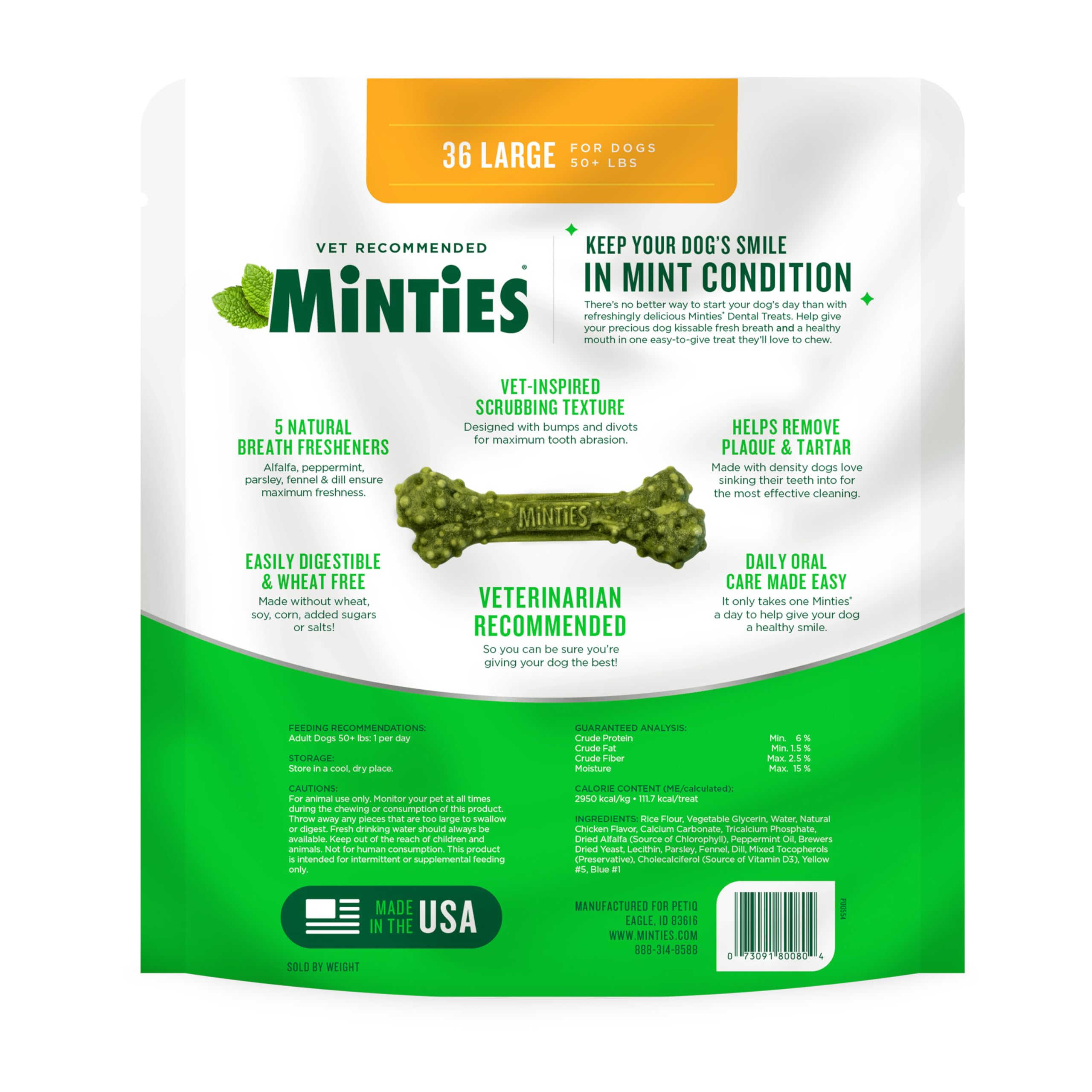 Minties dental bones offer a tasty after-dinner treat for dogs