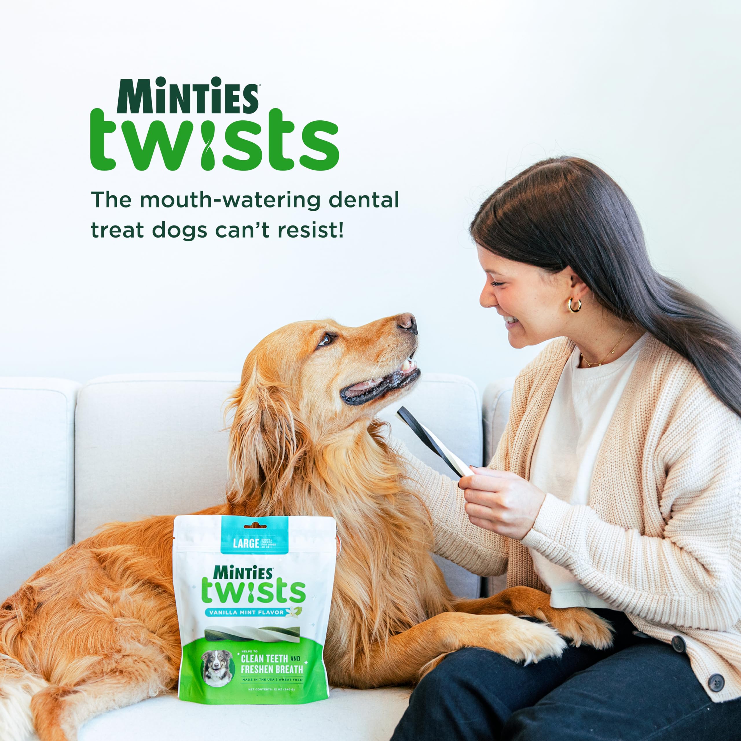 Minties Twists gluten-free ingredients ensure a gentle chew for sensitive mouths.