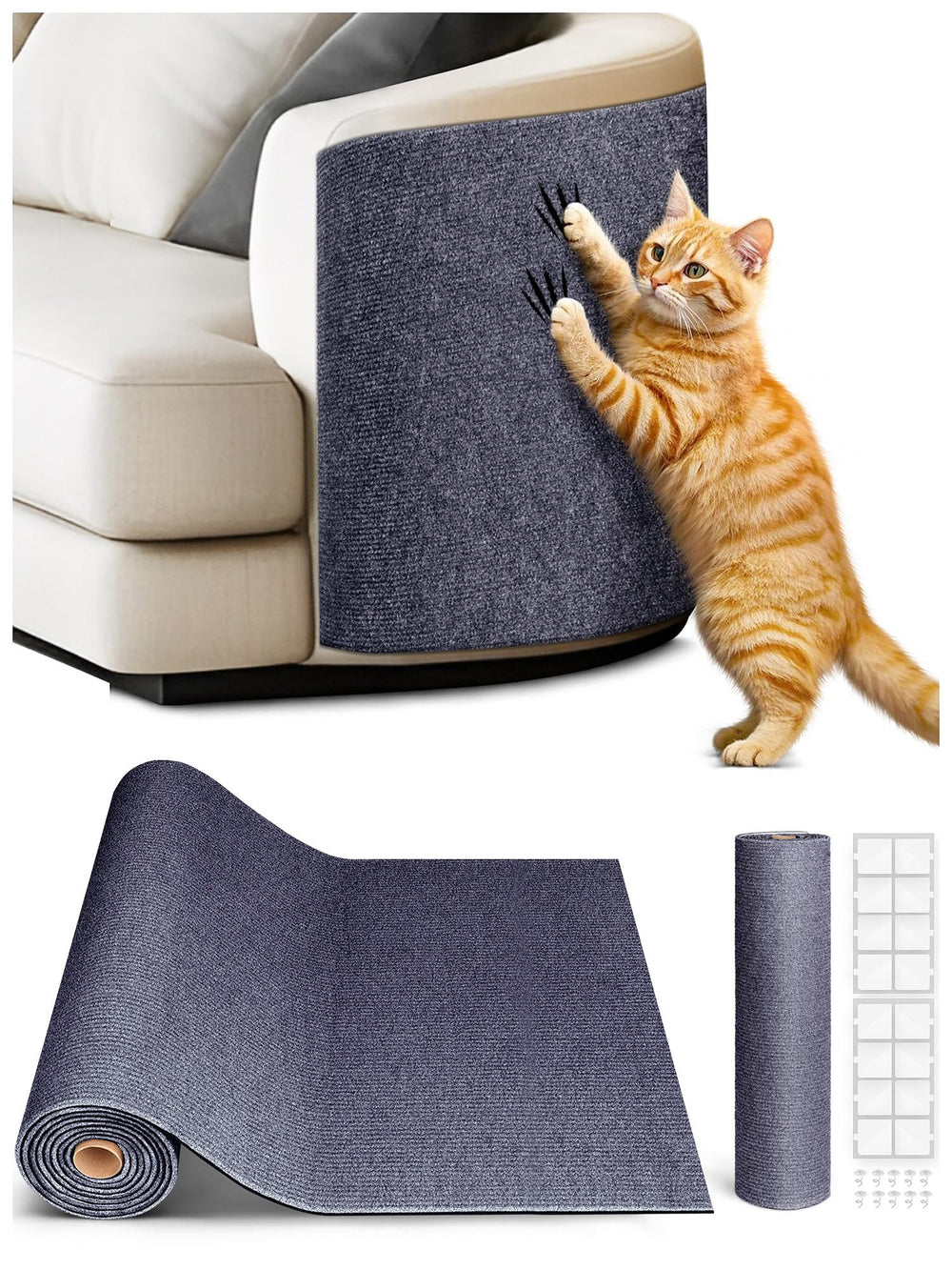 Minyii cat scratch mat dark gray covers a large area for furniture protection.
