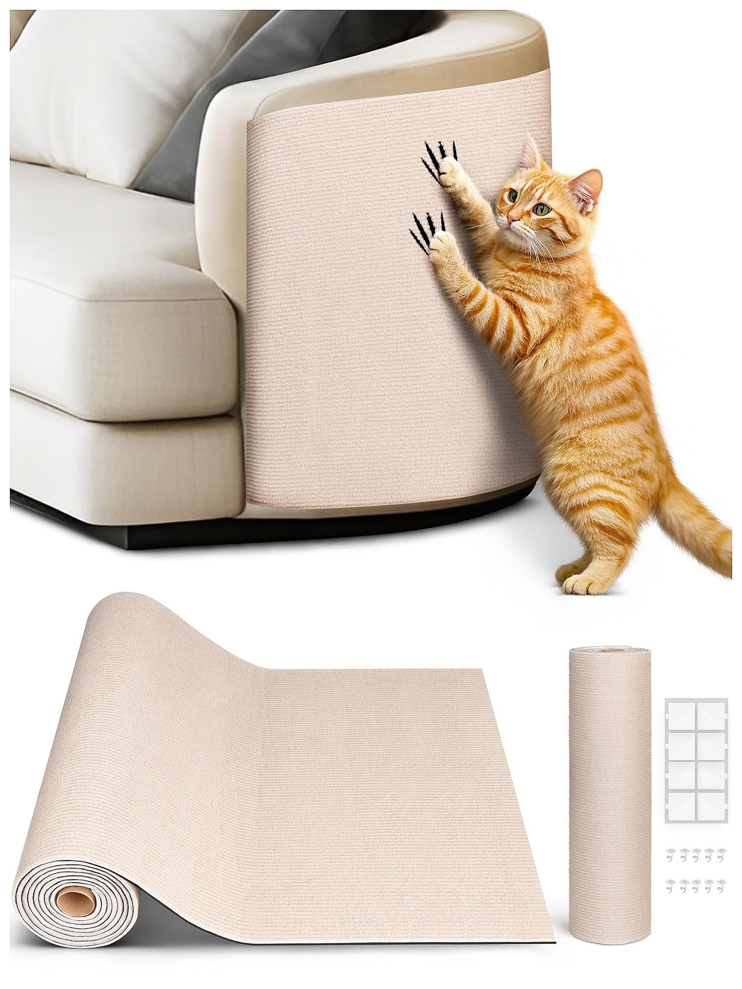 Minyii cat scratch mat on a large coverage area protecting furniture.