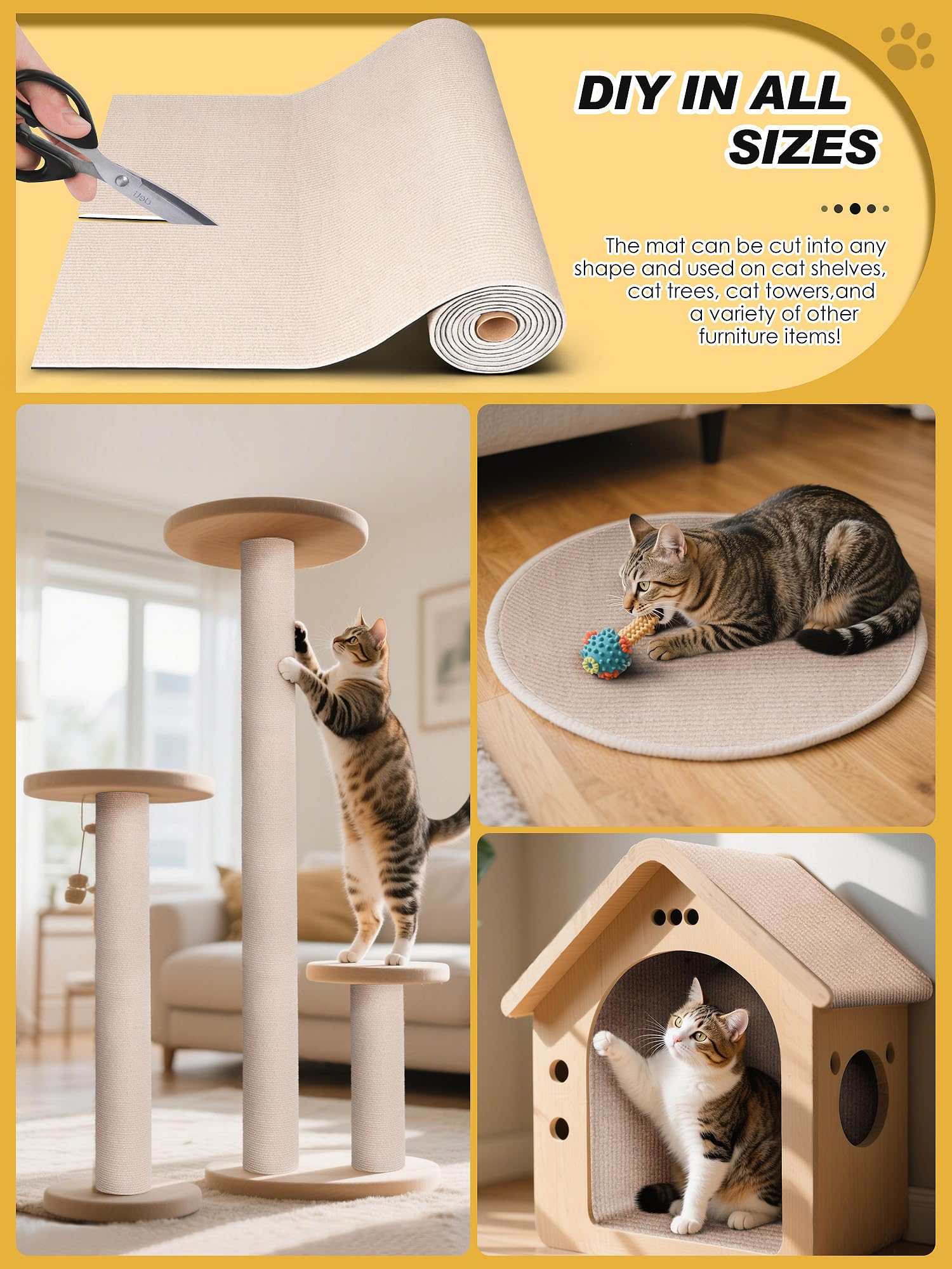 Minyii cat scratch mat installs easily with adhesive backing.